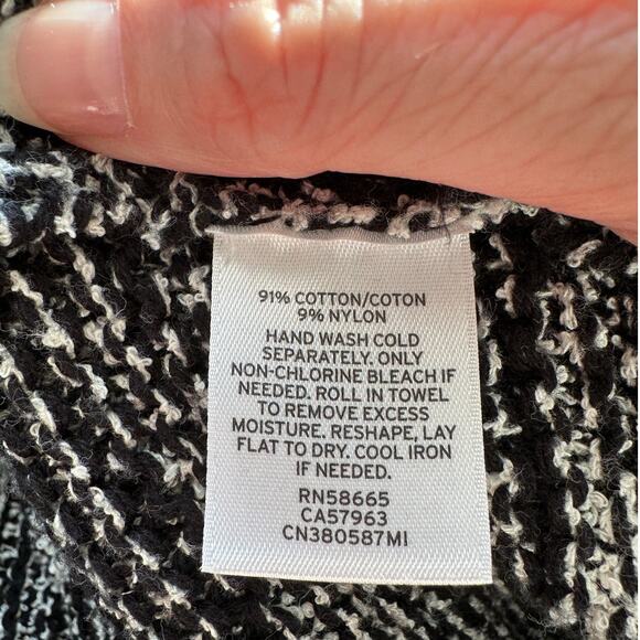 Caslon Black & White Burled Long Sleeve Long Line Cardigan Sweater S - Picture 8 of 11